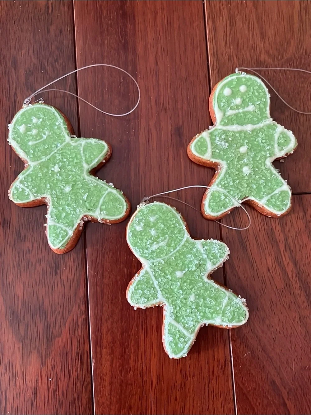 Set of 3 Gingerbread Men Cookie Holiday Christmas Ornaments